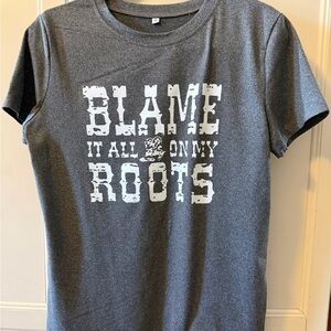 Gray Graphic T-Shirt with White Text